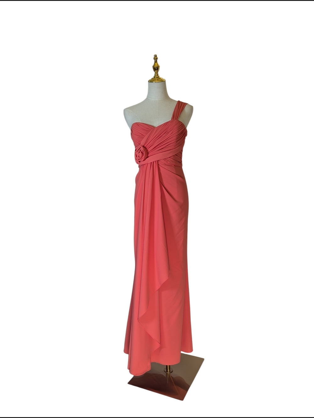 BADGLEY MISCHKA CORAL ONE SHOULDER GOWN DRESS SIZE 2